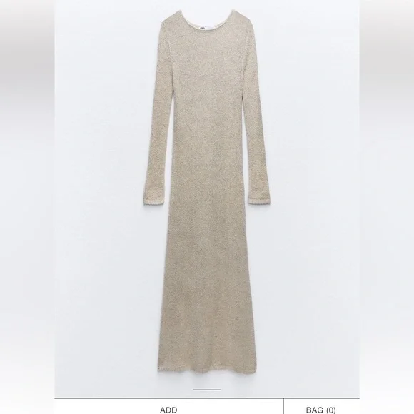 ZARA METALLIC THREAD KNIT MAXI DRESS - Picture 5 of 10